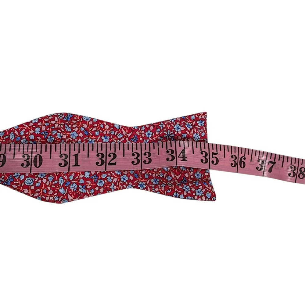 CREMIEUX Floral Silk Self-Tie‎ Bow Tie Red Blue Adjustable 100% Silk Preppy
